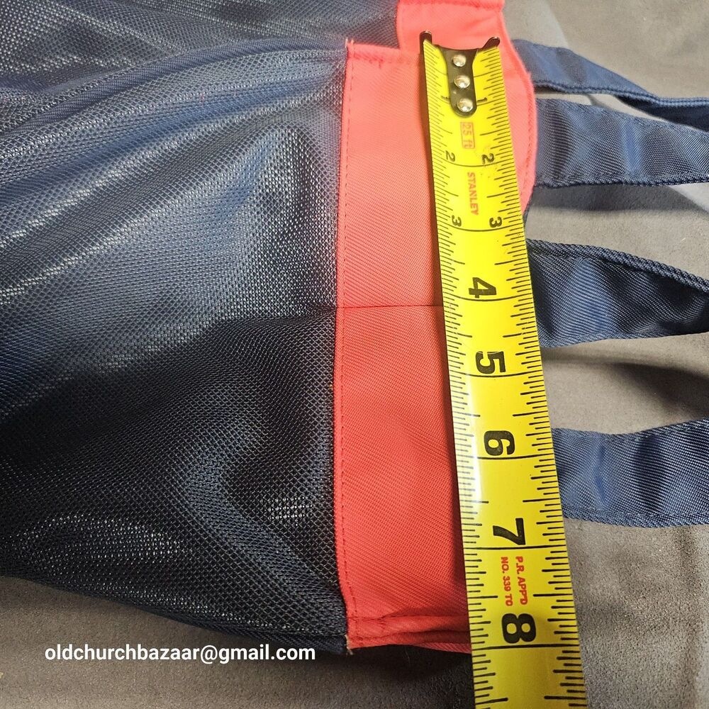 Navy Blue & Red NIKE Swooh Mesh Bag, Beach, Gym, Tote, Carry-On - Picture 10 of 11